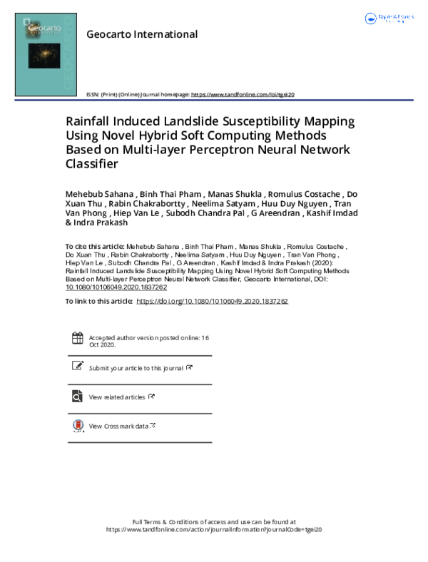 (PDF) Rainfall induced landslide susceptibility mapping using novel ...