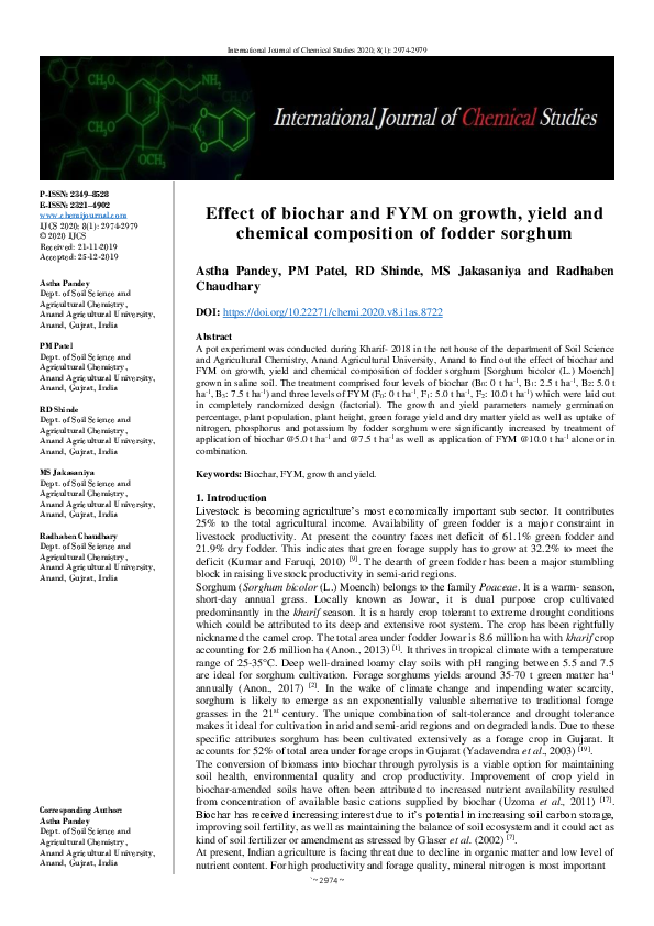 (PDF) Effect of biochar and FYM on growth, yield and chemical ...