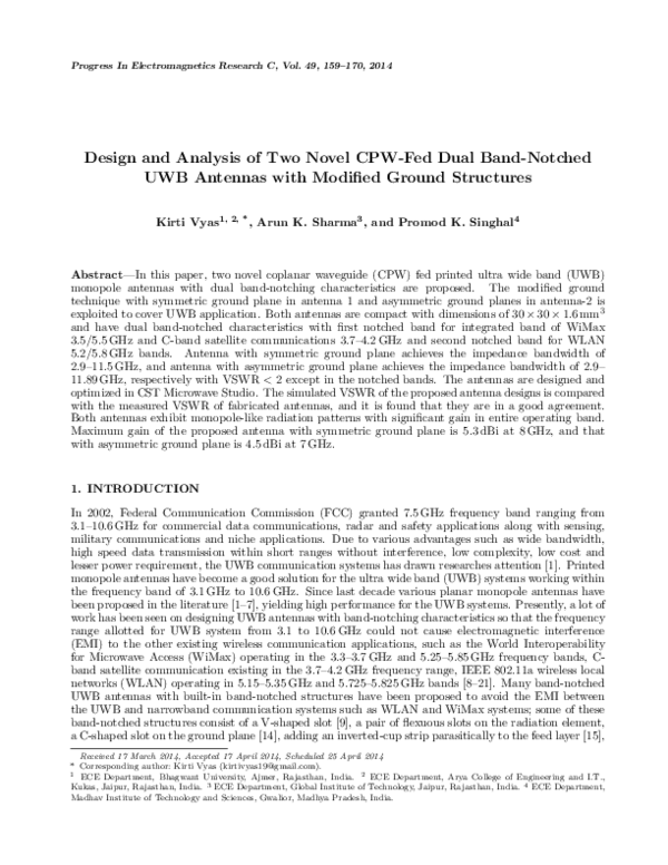 (PDF) Design and Analysis of Two Novel CPW-Fed Dual Band-Notched Uwb ...