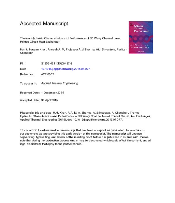 (PDF) Thermal-hydraulic characteristics and performance of 3D wavy ...