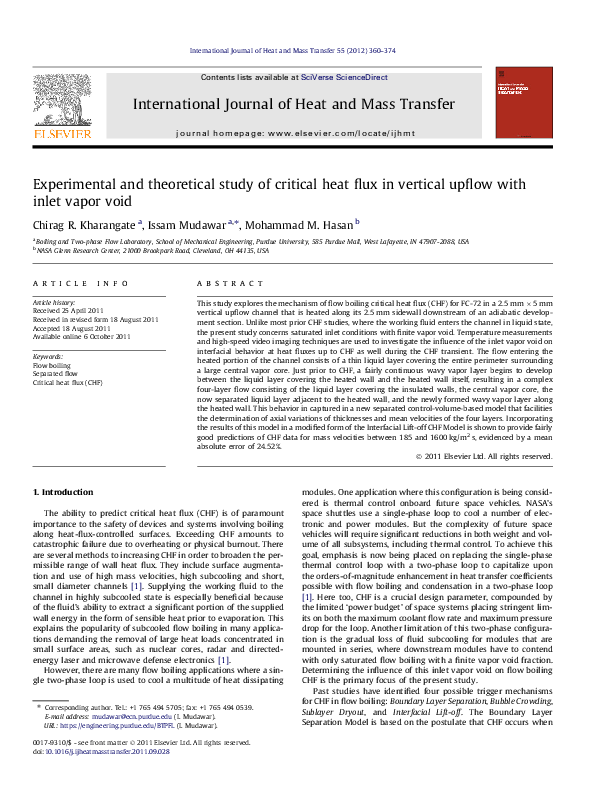 (PDF) Experimental and theoretical study of critical heat flux in ...