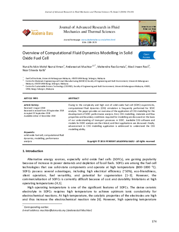 (PDF) Overview of Computational Fluid Dynamics Modelling in Solid Oxide ...
