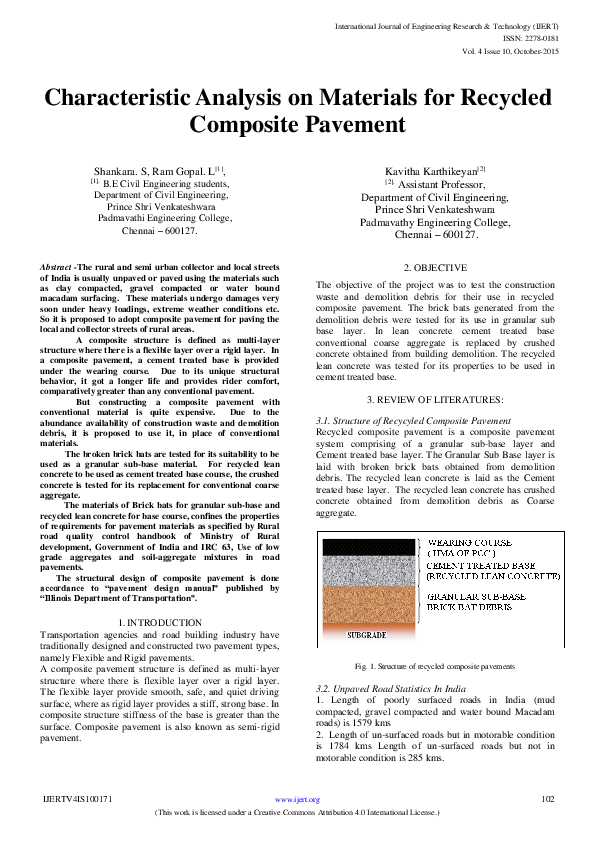 (PDF) Characteristic Analysis on Materials for Recycled Composite Pavement