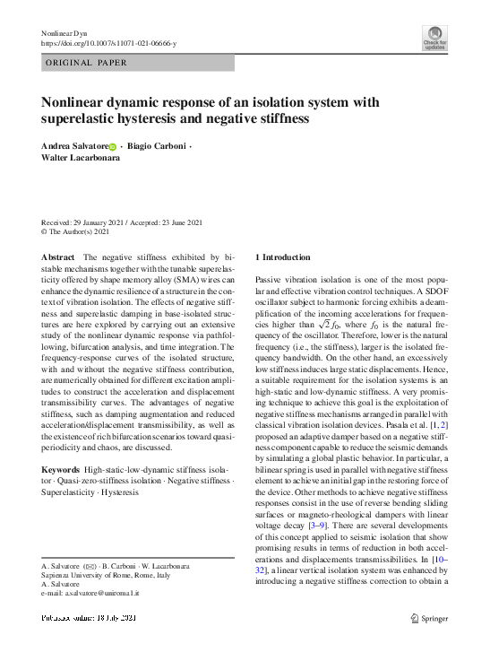 (PDF) Nonlinear dynamic response of an isolation system with ...