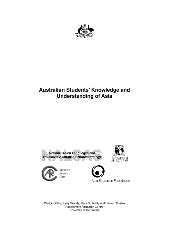 (PDF) Australian Students' Knowledge and Understanding of Asia: A ...