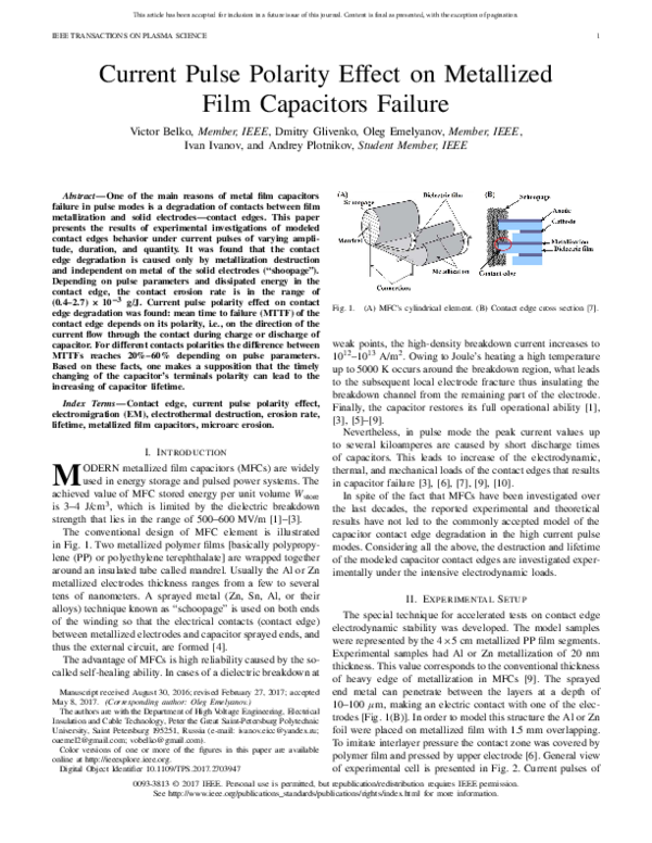 (PDF) Current Pulse Polarity Effect on Metallized Film Capacitors Failure