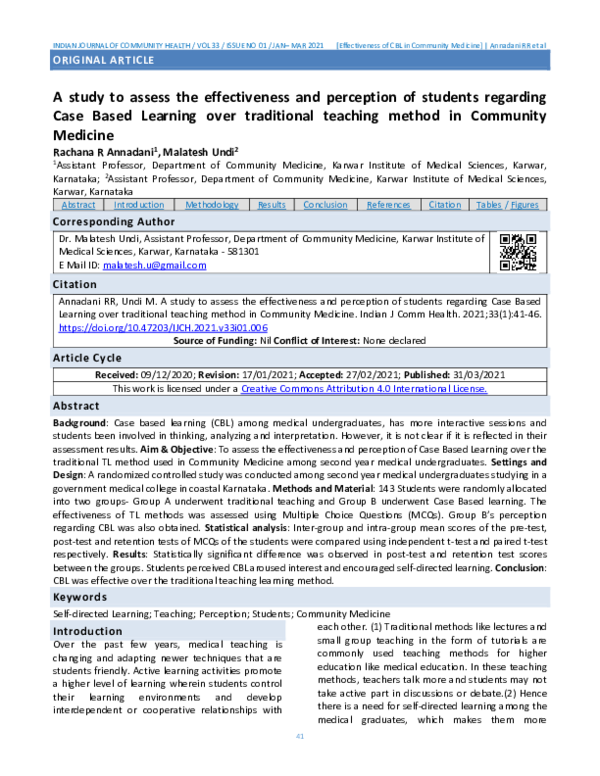 (PDF) A study to assess the effectiveness and perception of students ...
