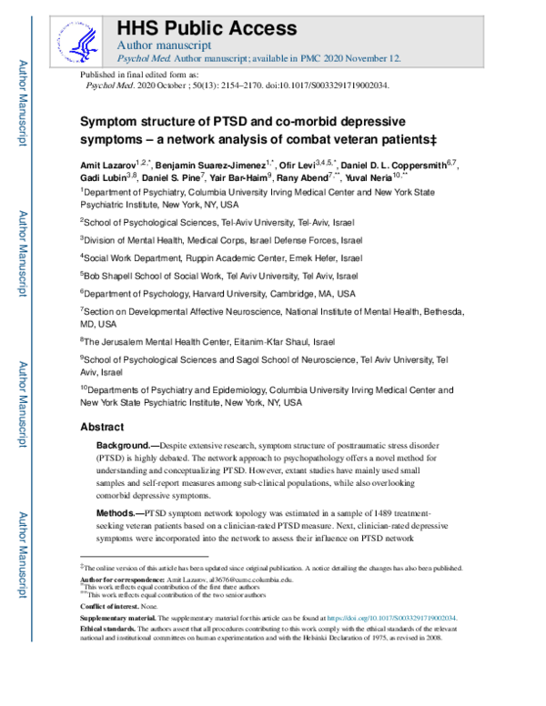 (PDF) Symptom structure of PTSD and co-morbid depressive symptoms – a ...