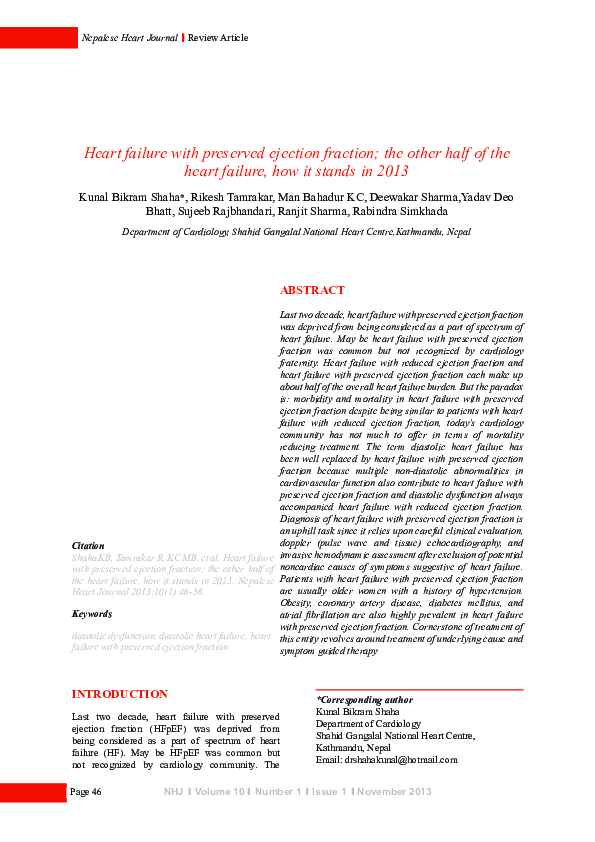 (PDF) Heart failure with preserved ejection fraction; the other half of ...