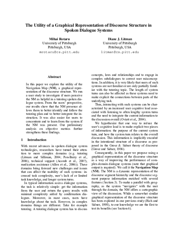 (PDF) The Utility of a Graphical Representation of Discourse Structure ...