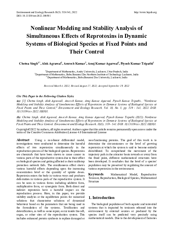 (PDF) Nonlinear Modeling and Stability Analysis of Simultaneous Effects ...