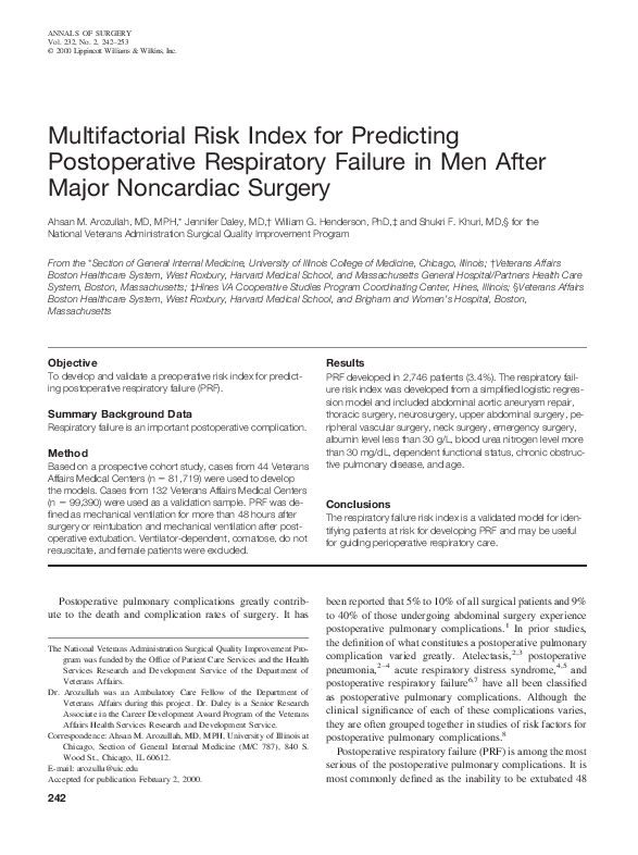(PDF) Multifactorial Risk Index for Predicting Postoperative ...