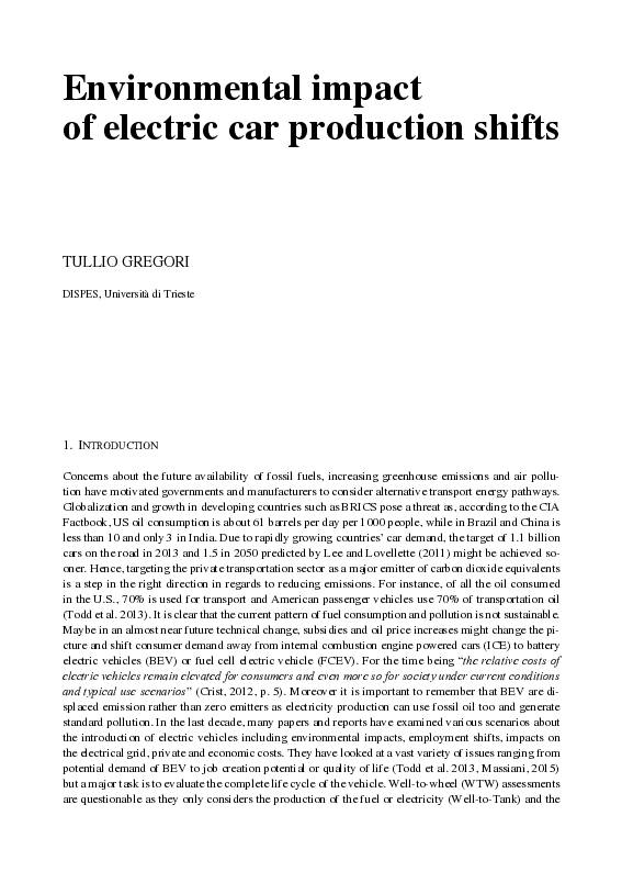 Environmental impact of electric car production shifts 1
