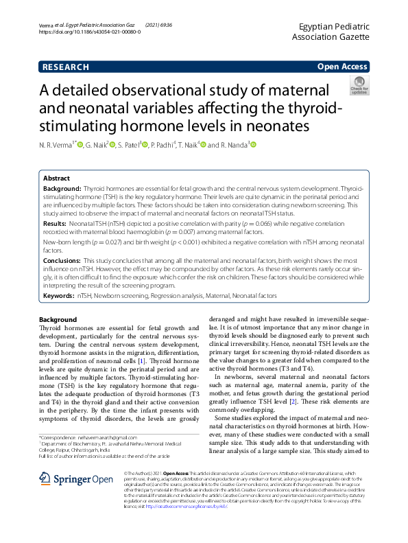 (PDF) A detailed observational study of maternal and neonatal variables ...