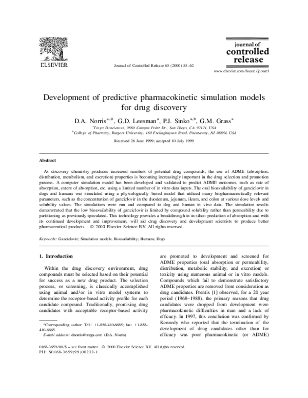 (PDF) Development of predictive pharmacokinetic simulation models for ...