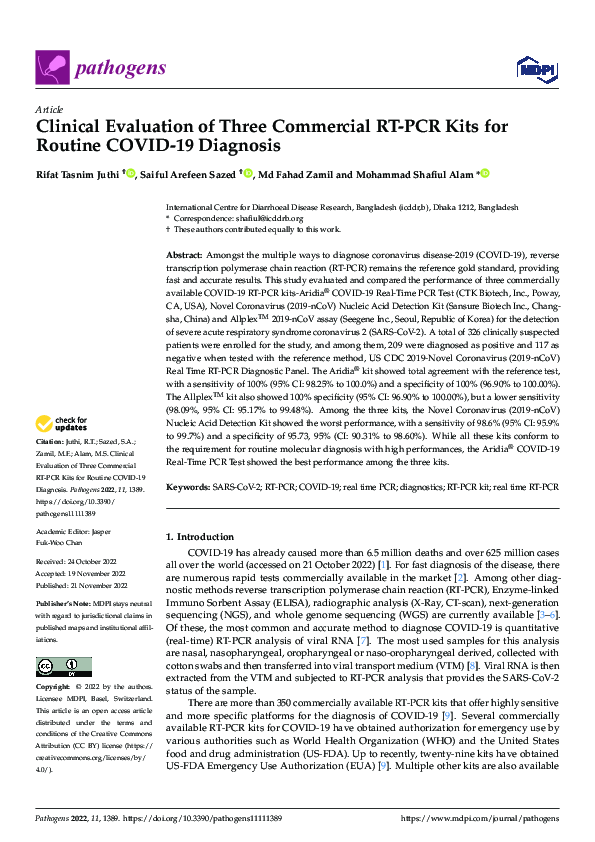 (PDF) Clinical Evaluation of Three Commercial RT-PCR Kits for Routine ...