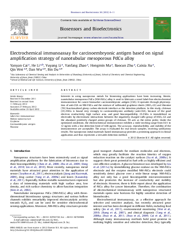 (PDF) Electrochemical immunoassay for carcinoembryonic antigen based on ...