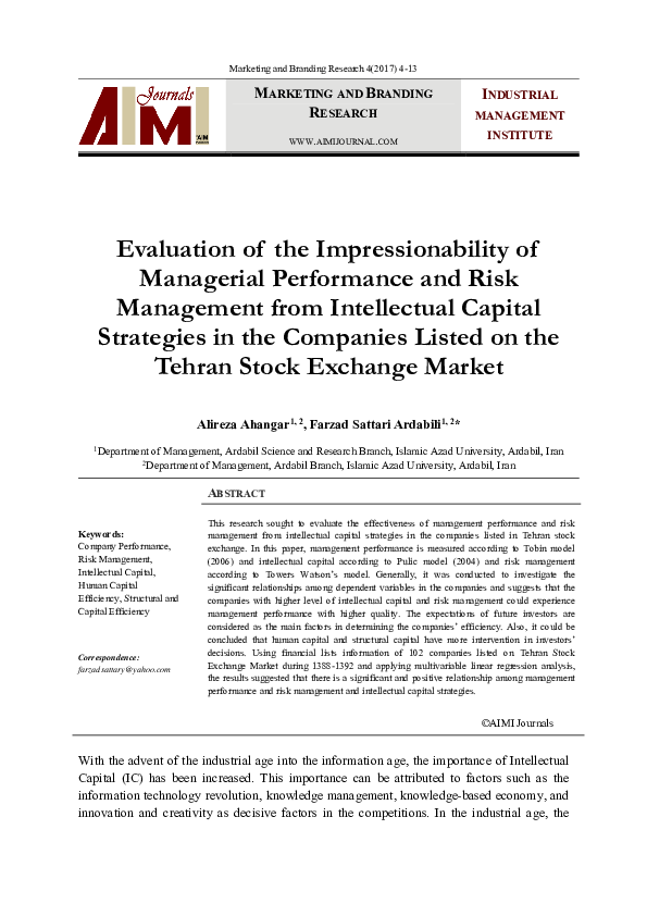 (PDF) Evaluation of the Impressionability of Managerial Performance and ...