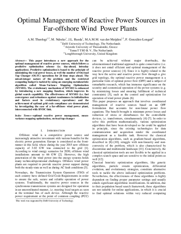 (PDF) Optimal management of reactive power sources in far-offshore wind ...