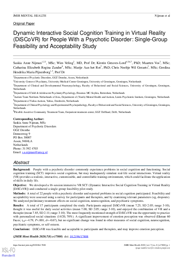 (PDF) Dynamic Interactive Social Cognition Training in Virtual Reality ...
