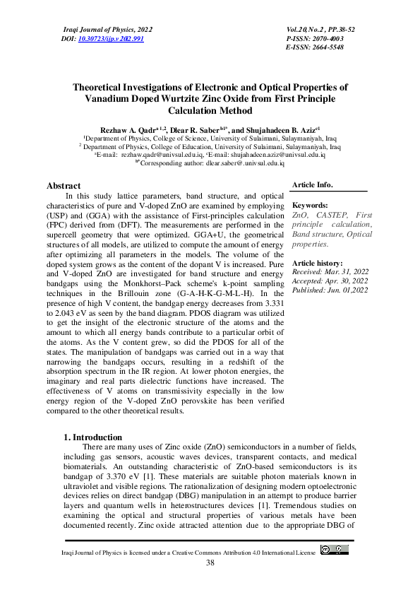 (PDF) Theoretical Investigations of Electronic and Optical Properties ...