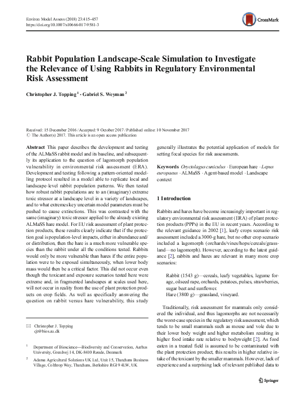 (PDF) Rabbit Population Landscape-Scale Simulation to Investigate the ...