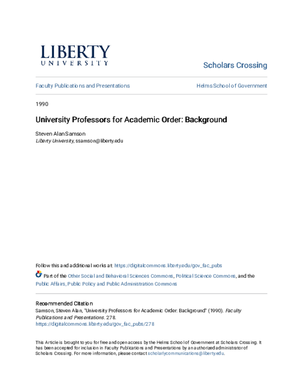 (PDF) University Professors for Academic Order: Background