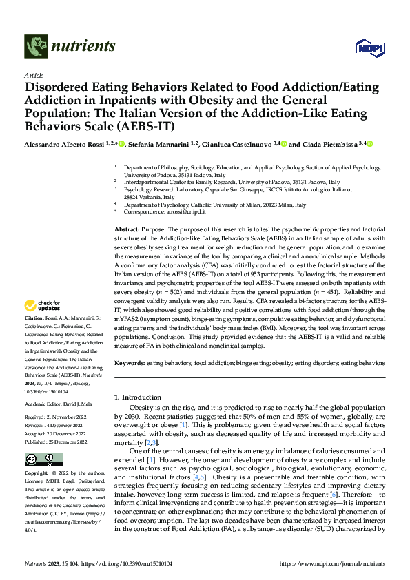 (PDF) Disordered Eating Behaviors Related to Food Addiction/Eating ...