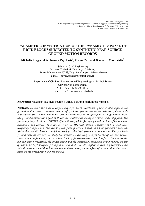 (PDF) Parametric Investigation of the Dynamic Response of Rigid Blocks ...
