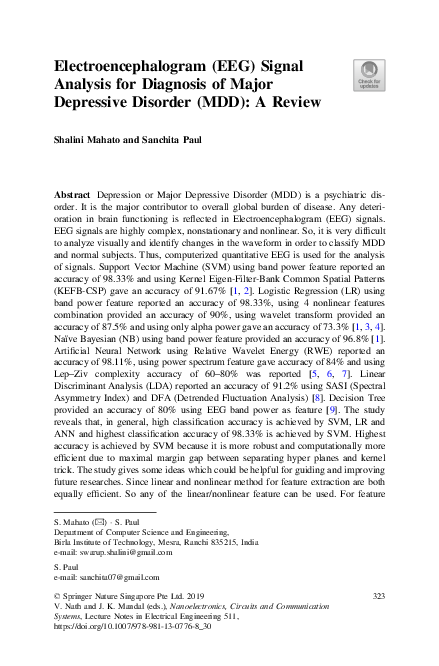 (PDF) Electroencephalogram (EEG) Signal Analysis for Diagnosis of Major ...