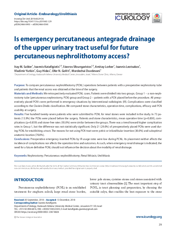 (PDF) Is emergency percutaneous antegrade drainage of the upper urinary ...