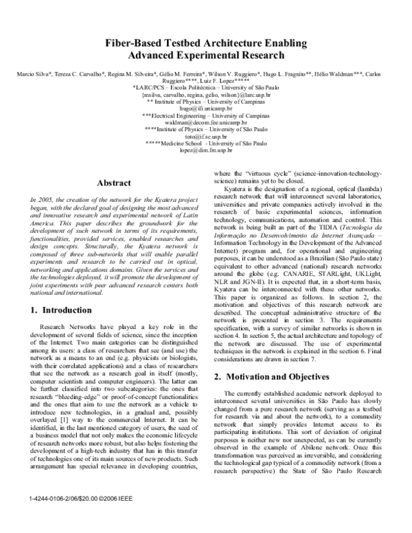 (PDF) Fiber-based testbed architecture enabling advanced experimental ...
