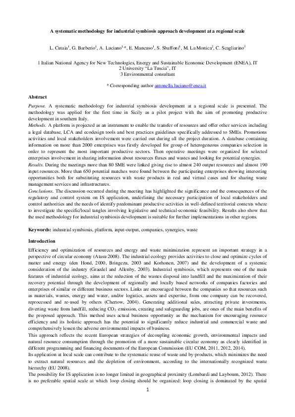 (PDF) A systematic methodology for industrial symbiosis approach ...
