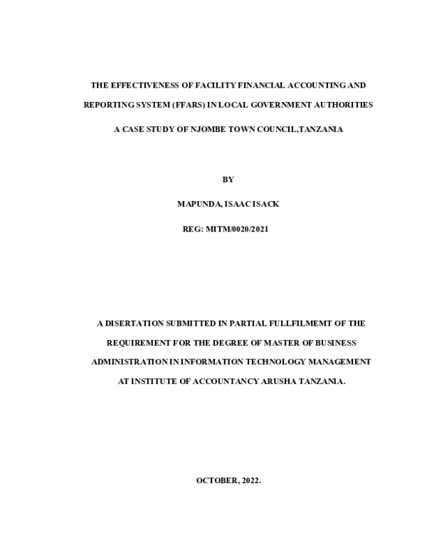 (PDF) THE EFFECTIVENESS OF FACILITY FINANCIAL ACCOUNTING AND REPORTING ...