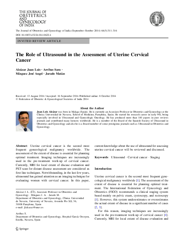 (PDF) The Role of Ultrasound in the Assessment of Uterine Cervical Cancer