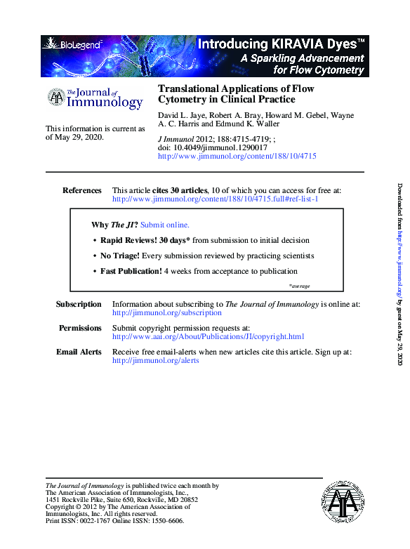 (PDF) Translational Applications of Flow Cytometry in Clinical Practice