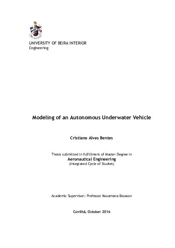(PDF) Modeling of an autonomous underwater vehicle
