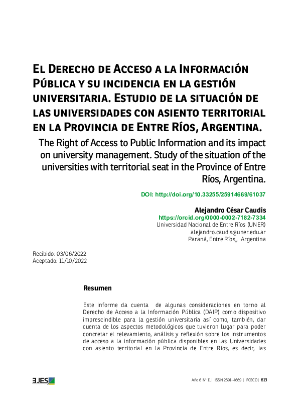 (PDF) Derecho de Acceso a la Información Pública y su incidencia en la ...