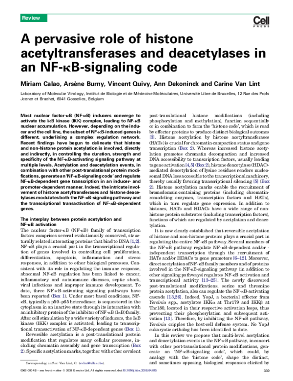 (PDF) A pervasive role of histone acetyltransferases and deacetylases ...