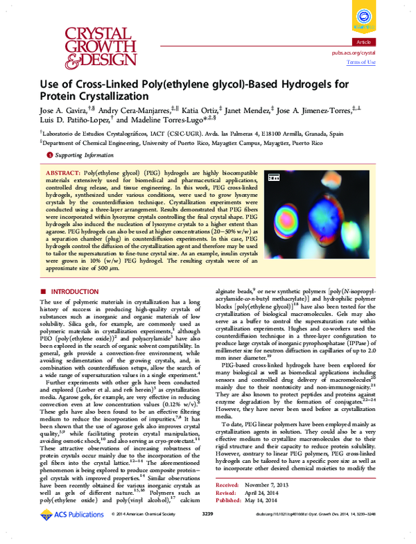 (PDF) Use of Cross-Linked Poly(ethylene glycol)-Based Hydrogels for ...