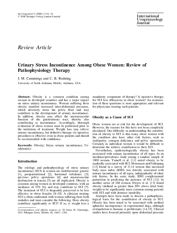 (PDF) Urinary Stress Incontinence Among Obese Women: Review of ...