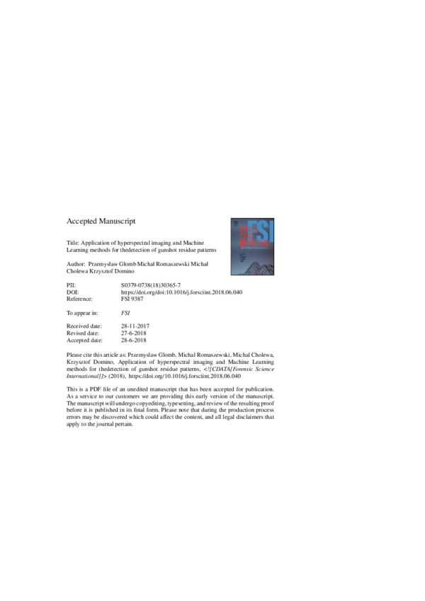 (PDF) Application of hyperspectral imaging and machine learning methods ...