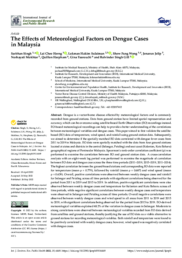 (PDF) The Effects of Meteorological Factors on Dengue Cases in Malaysia