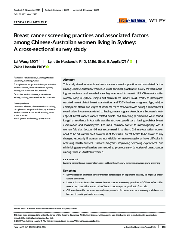 (PDF) Breast cancer screening practices and associated factors among ...