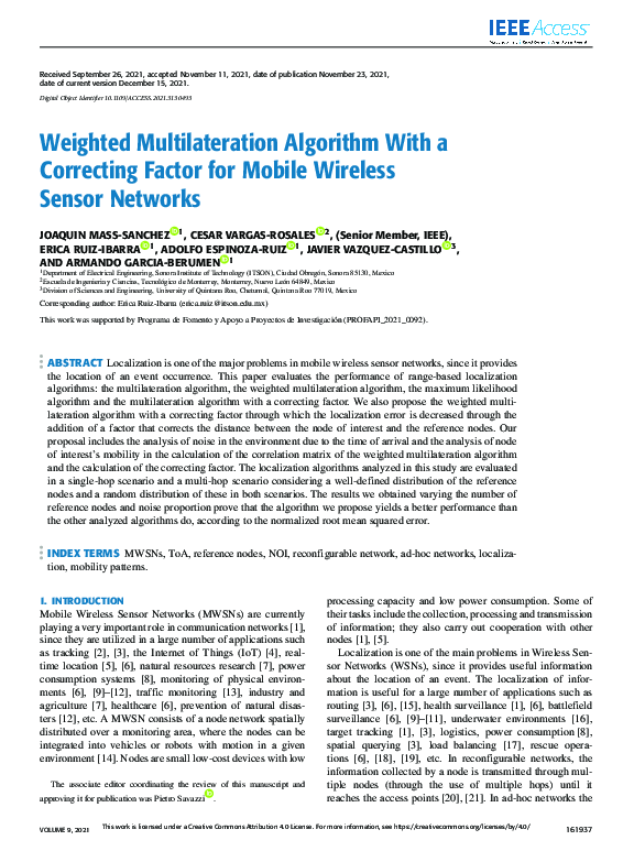 (PDF) Weighted Multilateration Algorithm With a Correcting Factor for ...
