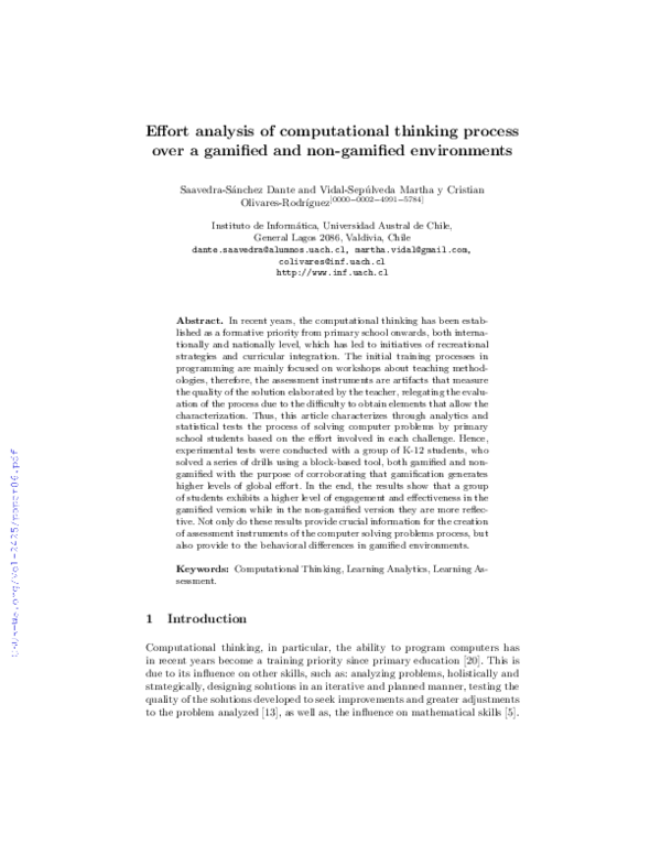 (PDF) Effort analysis of computational thinking process over a gamified ...