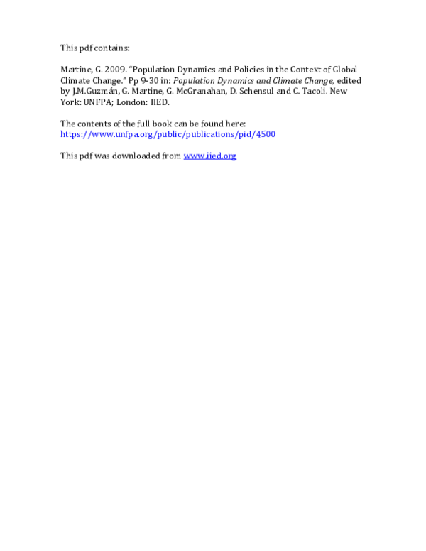 (PDF) Population Dynamics and Policies in the Context of Global Climate ...