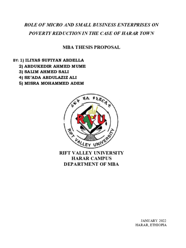 (DOC) ROLE OF MICRO AND SMALL BUSINESS ENTERPRISES ON POVERTY REDUCTION ...