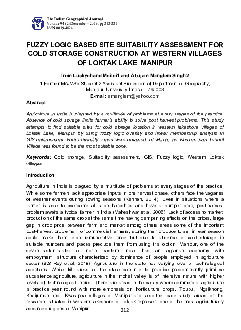 (PDF) FUZZY LOGIC BASED SITE SUITABILITY ASSESSMENT FOR COLD STORAGE ...