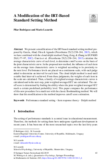 (PDF) A Modification of the IRT-Based Standard Setting Method